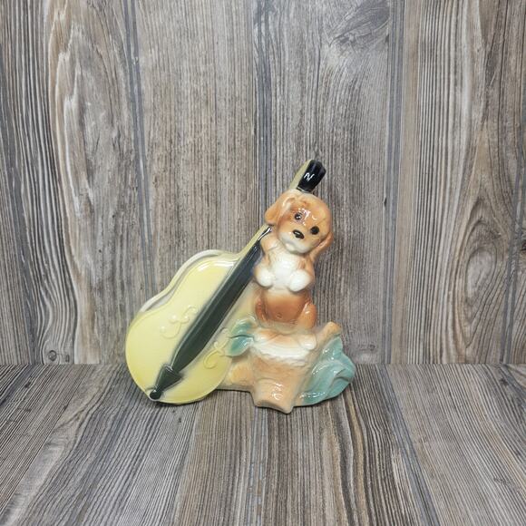 Vintage Royal Copley Spaulding Dog with String Bass Planter